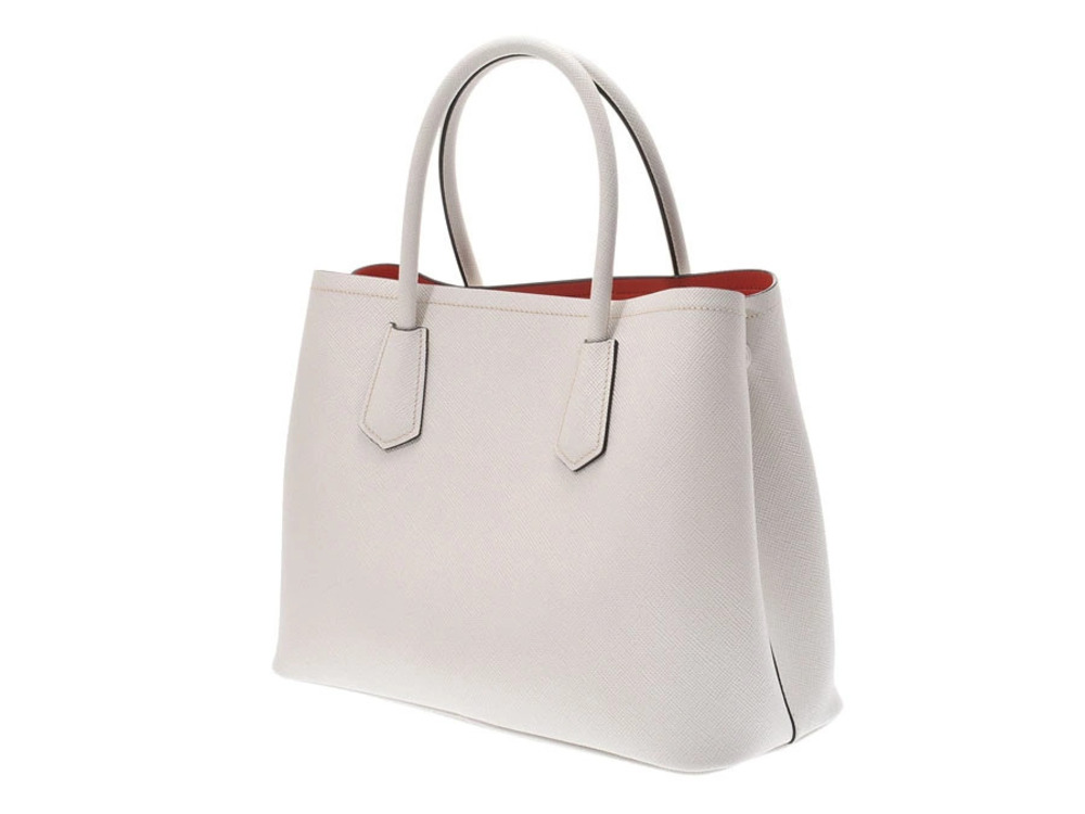 Prada Strap Leather White Saffiano Off Handbag Bag Card Double White